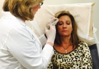 Dr. Stetler injecting Mommy blogger with botox